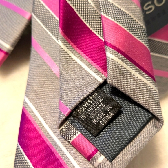Madison Tie pink and gray stripes NWT - Picture 5 of 5